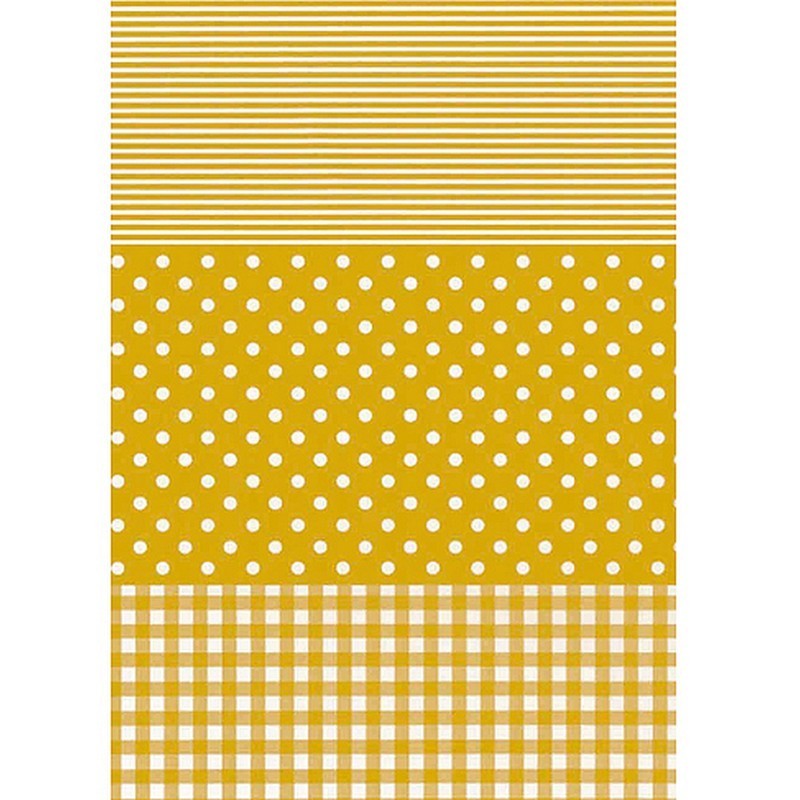 5 Decopatch-Blätter Nr. 543, Streifen, Fliesen und weiße Punkte auf altem Goldhintergrund, Papier 30x39 cm