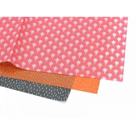 Feuille decopatch n°660, Formes arrondies sur fond rose, Papier 30x39 cm