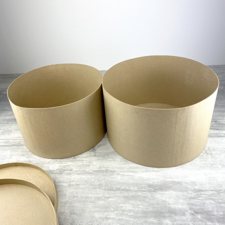 Set de 2 boites à chapeaux en carton, avec couvercle, diam. 34,5 cm et 38 cm