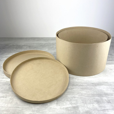 Set de 2 boites à chapeaux en carton, avec couvercle, diam. 34,5 cm et 38 cm