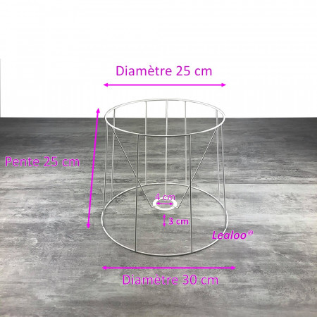 Carcasse Abat-Jour Américain 30 cm, Armature Cone 8 branches en epoxy anticorrosion, pour E27