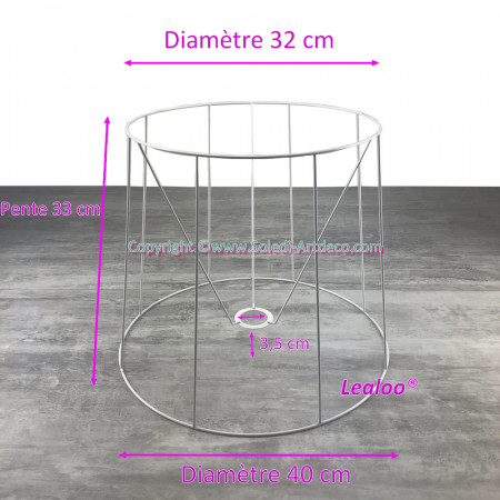 Carcasse Abat-Jour Américain 40 cm, Armature Cone 8 branches en epoxy anticorrosion, pour E27