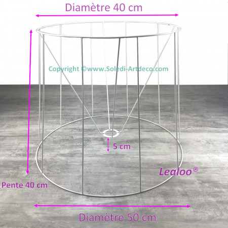 Grande Carcasse Abat-Jour Américain 50 cm, Armature Cone 10 branches en epoxy anticorrosion, pour E27
