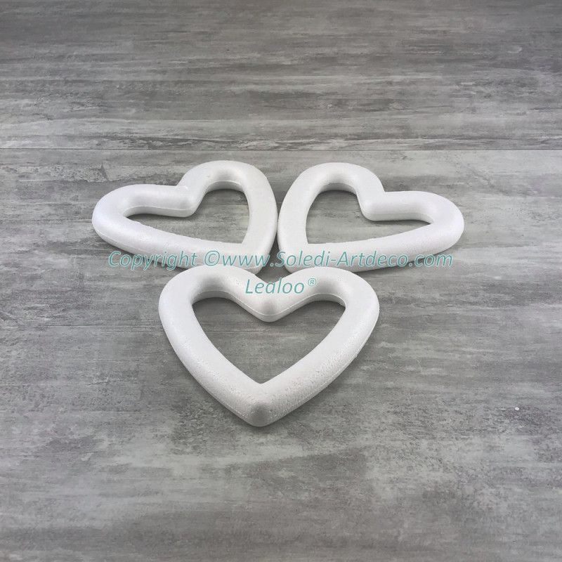 Set mit 3 herzförmigen Kronen aus 14 cm Styropor, Styropor-Rahmen