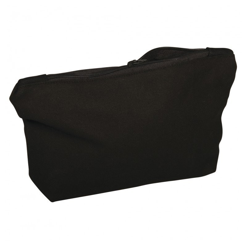 Trousse en coton noir 350g/m², 21x 15 x 5 cm, avec fermeture éclair, sac de maquillage à customiser