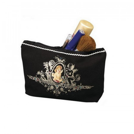 Trousse en coton noir 350g/m², 21x 15 x 5 cm, avec fermeture éclair, sac de maquillage à customiser
