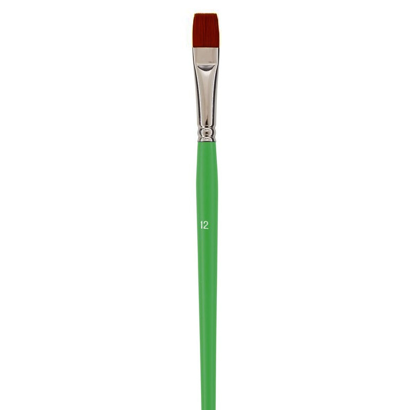 Pinceau d'écolier plat, Taille 12 - 11.5 mm, poils en fibres synthétiques