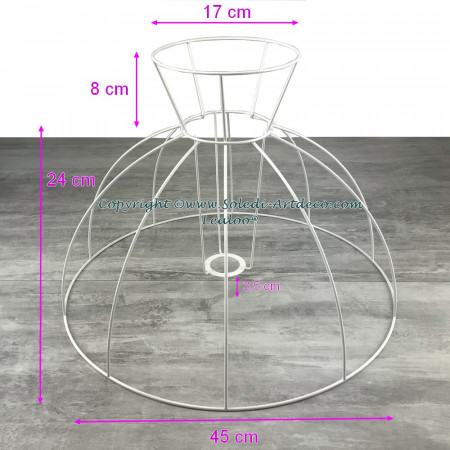Carcasse Abat-Jour Cloche à Collerette 45 cm, Armature Dôme 10 branches en epoxy anticorrosion, pour E27