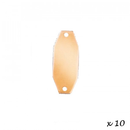 Lot de 10 Pendentifs en cuivre Octogonal, 2 trous, ébauche 30 x 12 x 0.8mm, pour émaillage