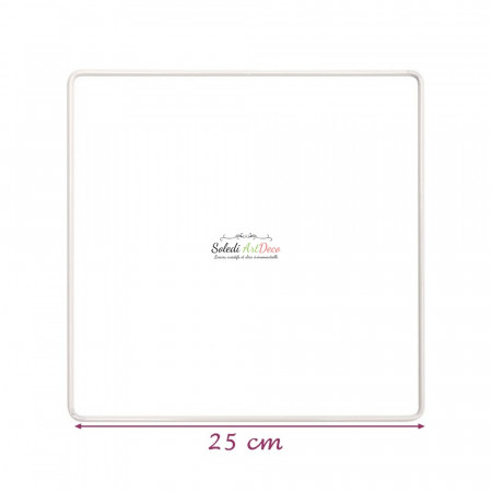 Weißes Metallquadrat 25 x 25 cm für Lampenschirm, weißer Epoxy-Traumfänger