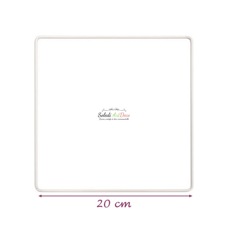 Weißes Metallquadrat 20 x 20 cm für Lampenschirm, weißer Epoxy-Traumfänger