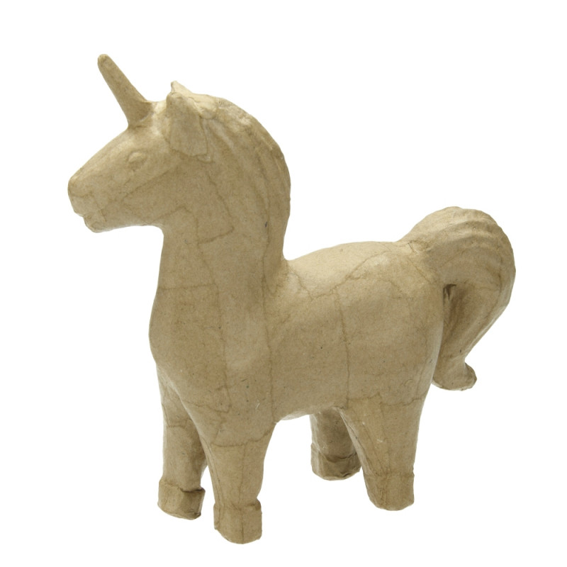 Unicorn in papier mache, 15 x 15 x 5 cm, horn horse to customize