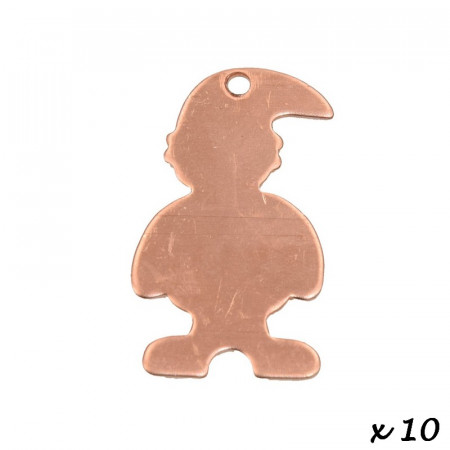 Lot of 10 Pendants, copper, Dwarf, 1 hole, 34 x 21 mm, blank for enameling