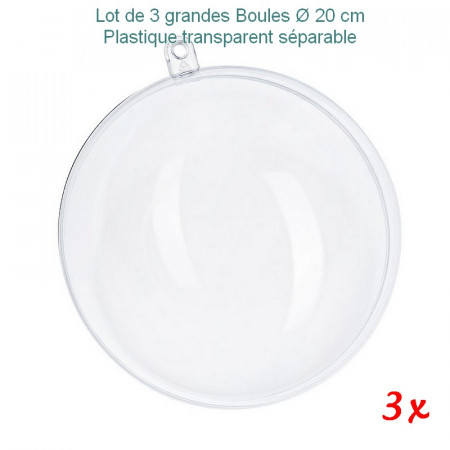 3x Transparent plastic ball, separable, diameter 20cm, for self-filling