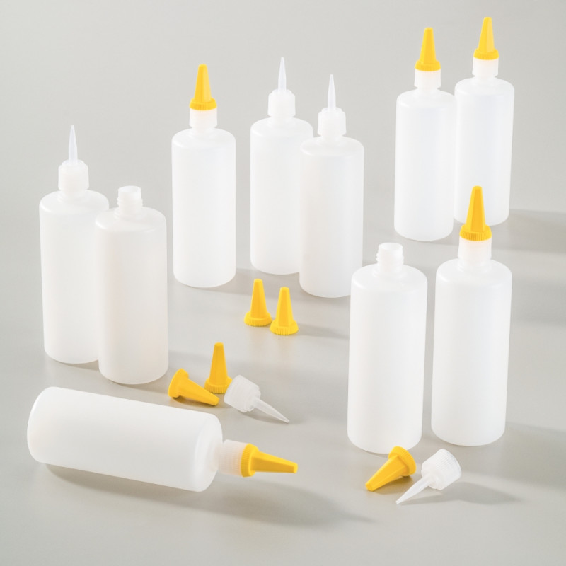 Lot de 10 grands Flacons Applicateur, 200 ml, plastique et embout conique pour Gutta/Peinture