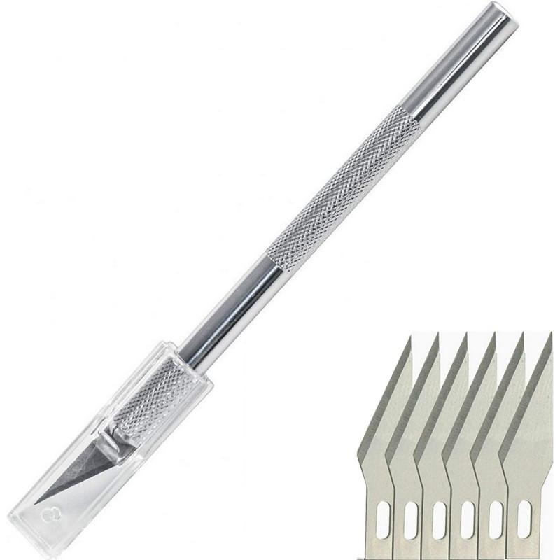 Precision knife, Scalpel with 6 blades and cap, scrapbooking paper cutter