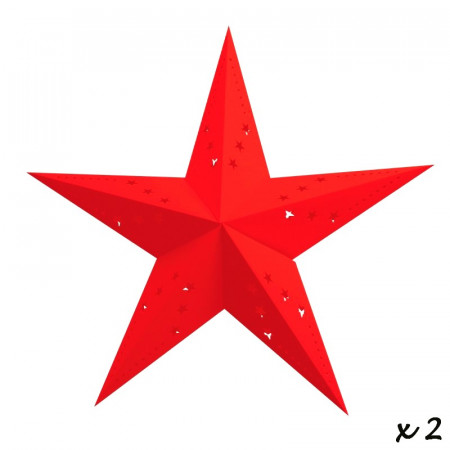 Lot of 2 large Lanterns, red star, size 60 cm, cardboard suspension