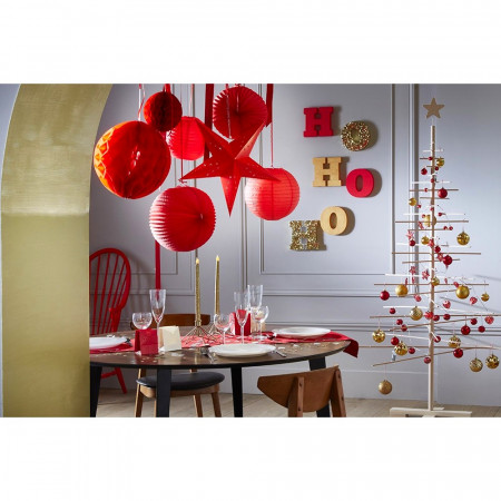 Set mit 2 großen Laternen, roter Stern, Größe 60 cm, Pappaufhängung