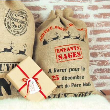 Sac de Noël en toile de jute, 50 x 70 cm, décoration sac à cadeaux