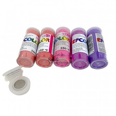 Set 5 couleurs Poudre Efcolor 10 ml, nuancier rose, 2 tamis, pour émaillage à froid, cuisson à 150°C