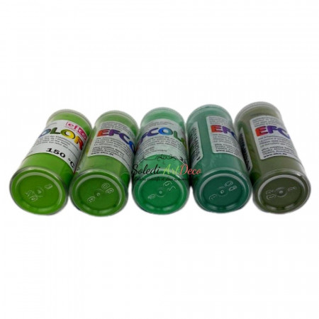 Set 5 couleurs Poudre Efcolor 10 ml, nuancier vert, 2 tamis, pour émaillage à froid, cuisson à 150°C
