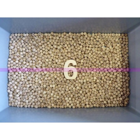 Lot de 500 petites boules Ø 6 mm, percées, en bois de hêtre, Perçage 2 mm