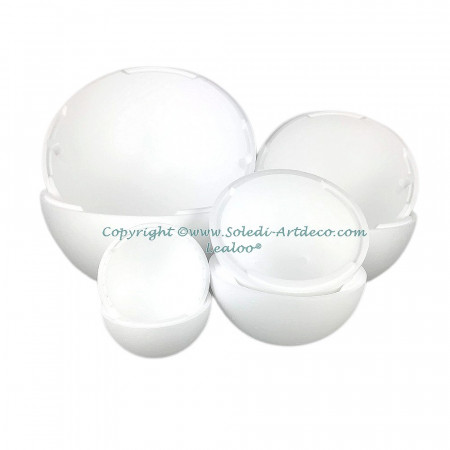 Gros lot 4 Grandes Boules 50, 40, 30 et 20 cm en polystyrène, séparables, Sphères creuses sécables en Styropor blanc