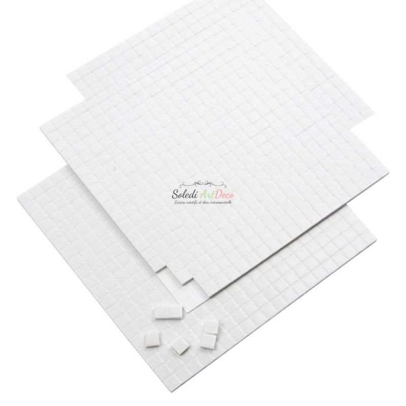 Set of 3 sheets Adhesive square dots, 3D, 5 x 5 x 3 mm, 1680 pieces, white pads
