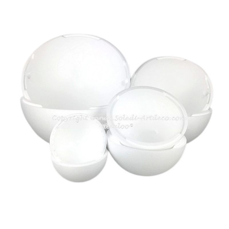 Gros lot 4 Grandes Boules 50, 40, 30 et 20 cm en polystyrène, séparables, Sphères creuses sécables en Styropor blanc