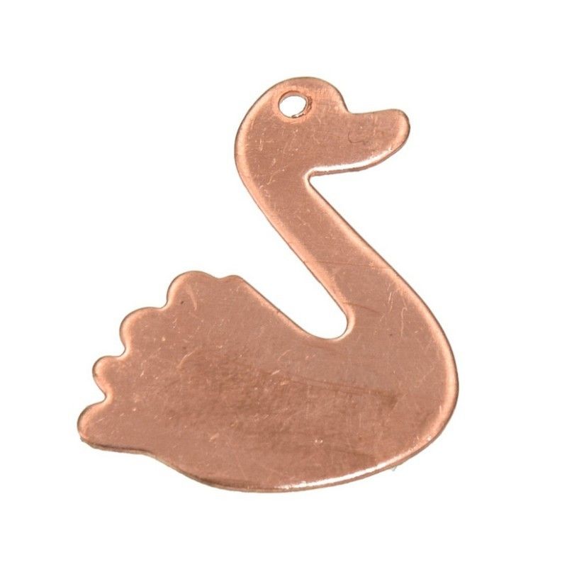 Lot de 10 Pendentifs en cuivre Cygne, 1 trou, 28 x 24 mm, ébauche pour émaillage
