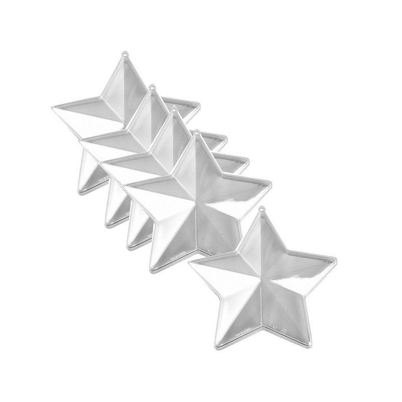 Set mit 5 Transparente 3D-Kunststoff-Sterne, trennbar, 8 cm, zum selbst Befüllen