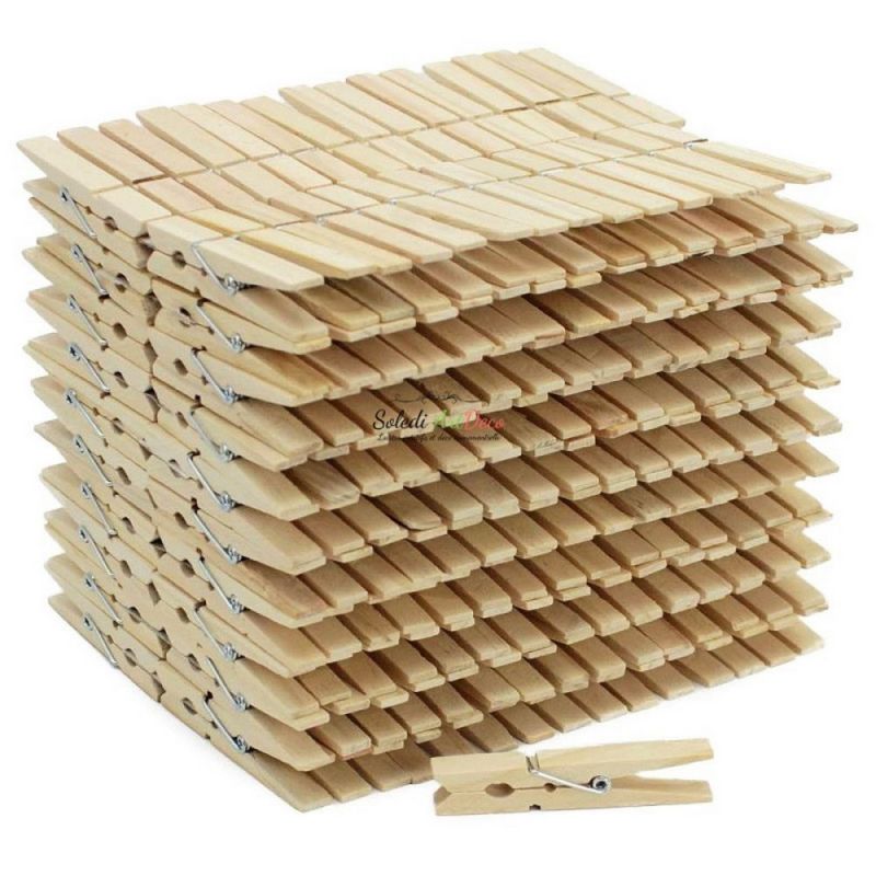 Gros lot de 500 Pinces à linge en bois brut, long. 7 cm, larg. 1 cm, à customiser