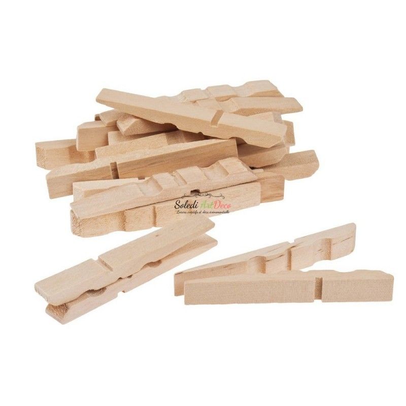 Lot de 100 Demi-Pinces à linge en bois brut, 7 cm, larg. 1 cm, à customiser