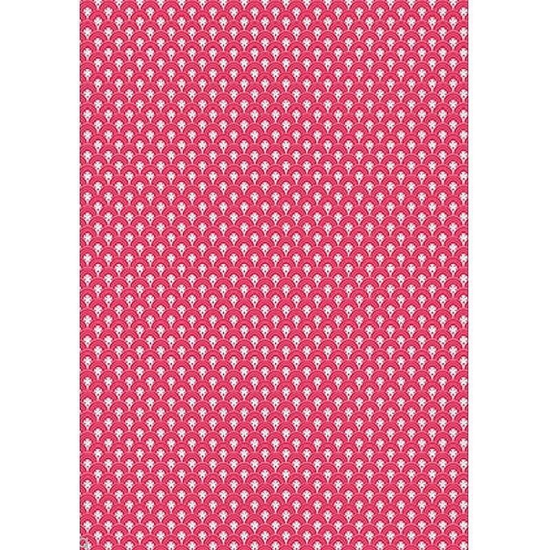 Lot de 5 Feuilles decopatch n°660, Formes arrondies sur fond rose, Papiers 30x39 cm