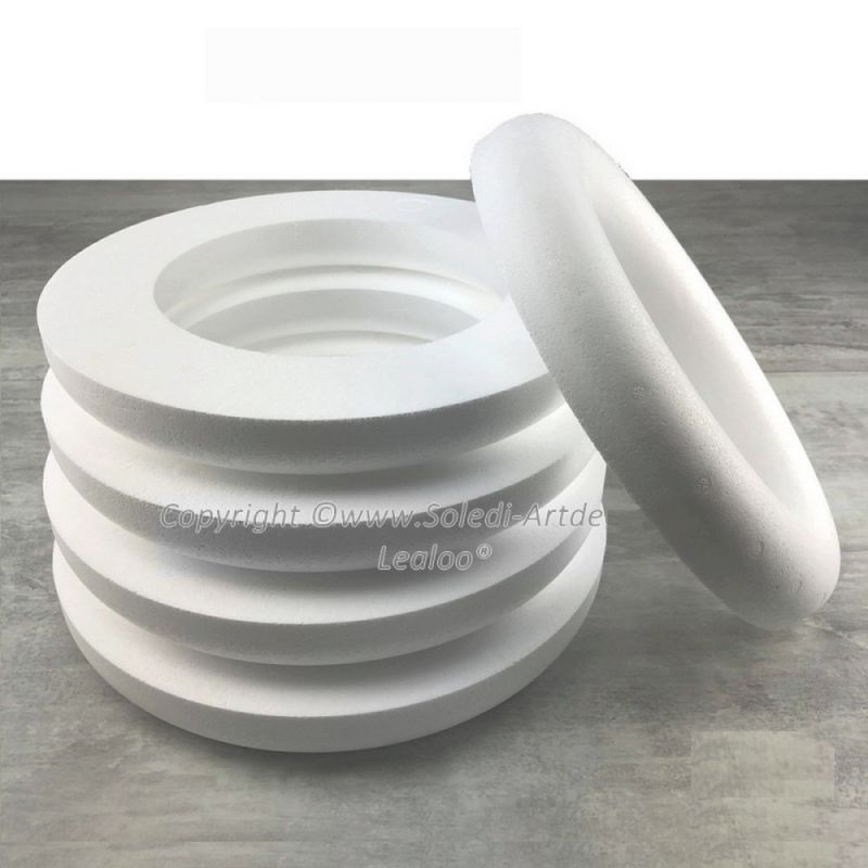 5 Styroporkränze weiß Ø 25 cm, Unterseite flach