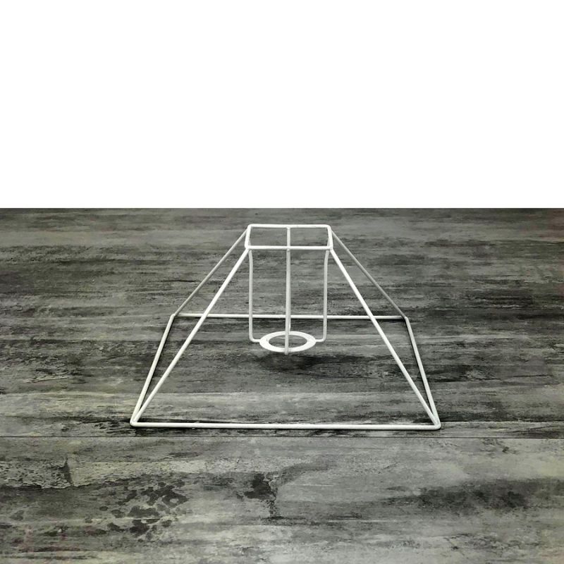 Petite Carcasse Abat-Jour Pyramide basse 20x6x14 cm, Armature Carré bas 4 branches en epoxy anticorrosion , pour E14