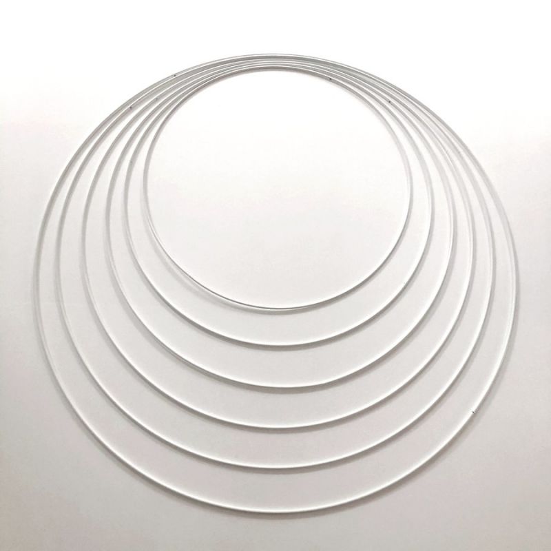 Set aus 6 grosse weiße Drahtringen Durchmesser 35 cm bis 60 cm für Lampenschirm, Epoxidringe für Traumenfänger