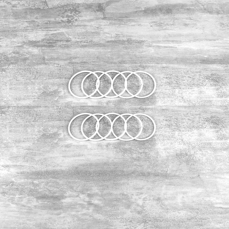 Lot de 10 petits Cercles métalliques blanc diam. 5 cm pour abat-jour, Anneau epoxy Attrape rêves