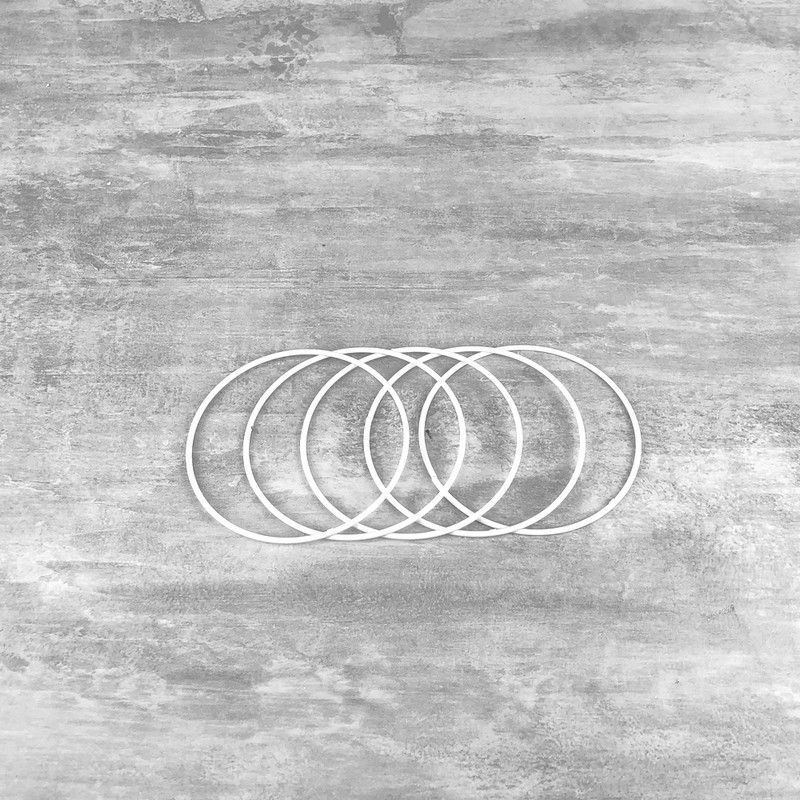 Set aus 5 weißen Metallringen Durchmesser 10 cm für Lampenschirm, Epoxidringe für Traumenfänger