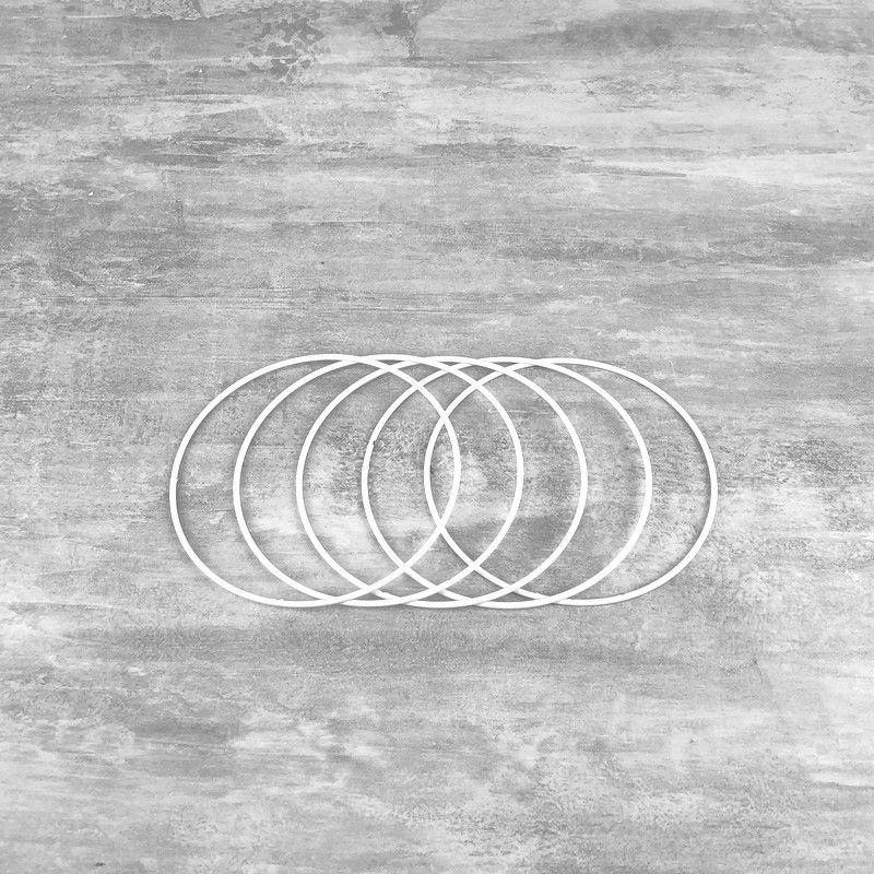 Lot de 5 Cercles métalliques blanc diamètre 12 cm pour abat-jour, Anneaux epoxy Attrape rêves