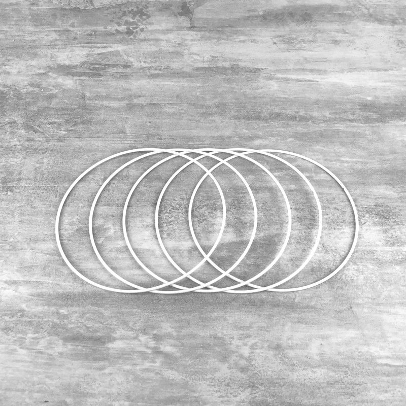 Set aus 5 weißen Metallringen Durchmesser 15 cm für Lampenschirm, Epoxidringe für Traumenfänger
