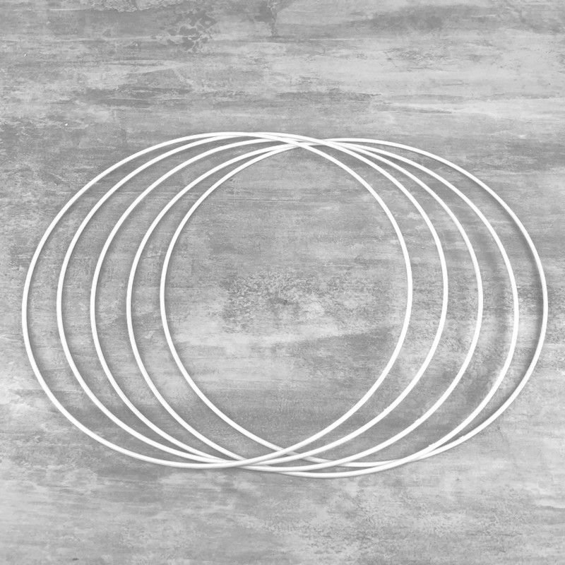 Set aus 5 weißen Metallringen Durchmesser 25 cm für Lampenschirm, Epoxidringe für Traumenfänger