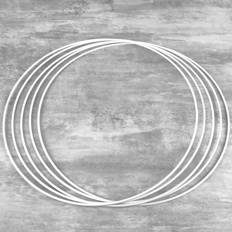 Set aus 5 weißen Metallringen Durchmesser 30 cm für Lampenschirm, Epoxidringe für Traumenfänger