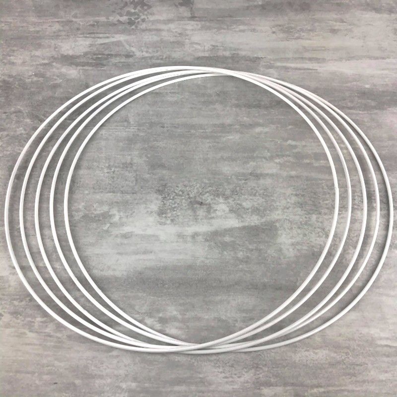 Lot de 5 Cercles métalliques blanc diam. 45 cm pour abat-jour, Anneaux epoxy blanc Attrape rêves