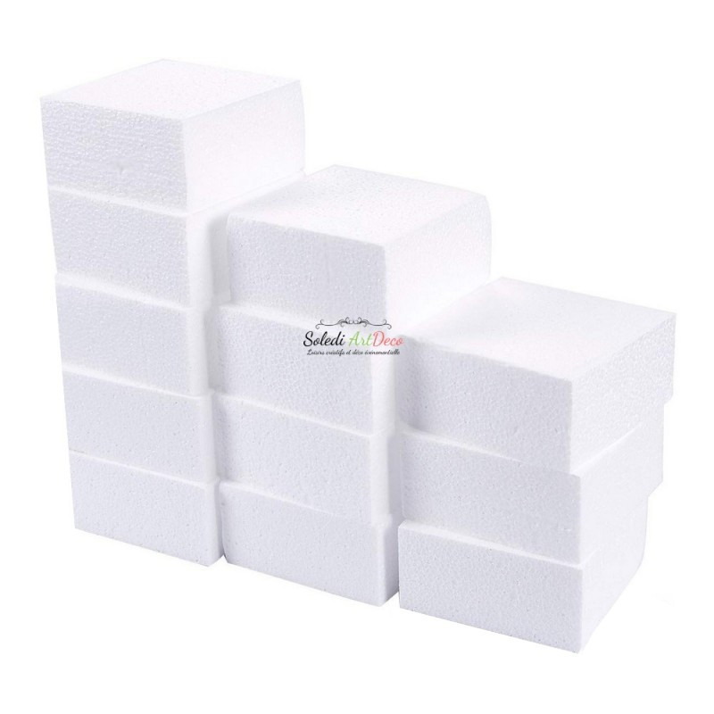 Lot de 12 petits blocs en Polystyrène, épaisseur. 7 cm x 10 cm, support carré à décorer
