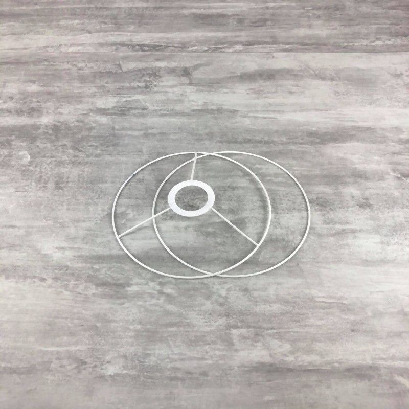 Set von Rahmen Durchm. 20cm für Lampenschirm, runde Ringe Epoxy weiß, für Lampenfassung 40mm E27