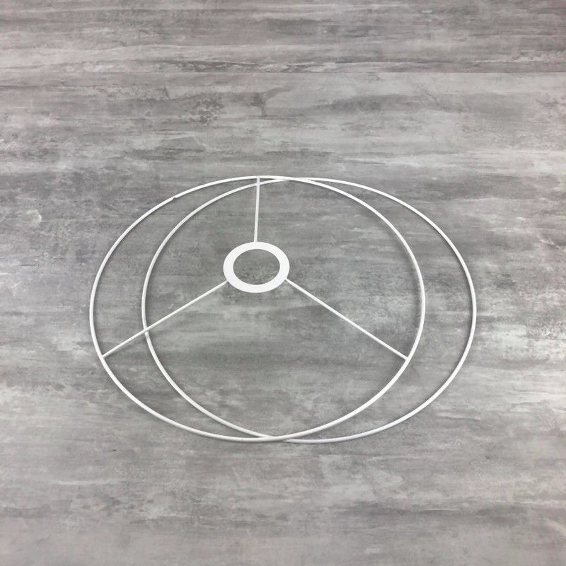 Set von Rahmen Durchm. 30cm für Lampenschirm, große runde Ringe Epoxy weiß, für Lampenfassung 40mm E27
