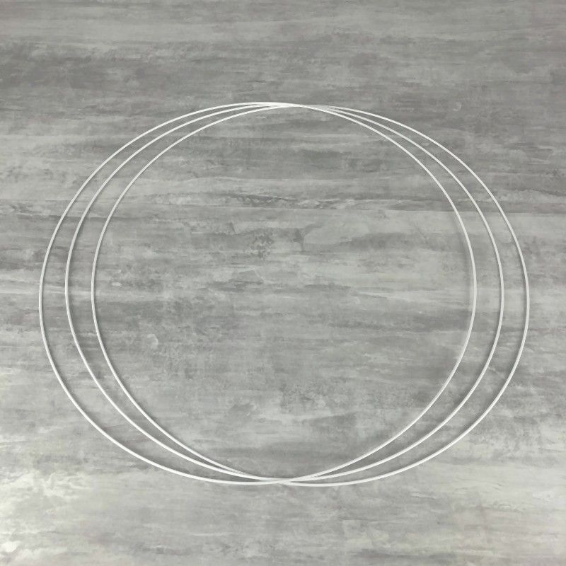 Set aus 3 grosse weißen Metallringen Durchmesser 70 cm für Lampenschirm, Epoxidringe für Traumenfänger