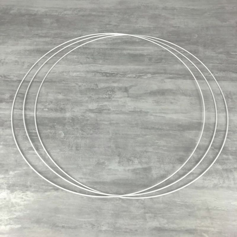 Gros lot de 3 Grands Cercles métalliques blanc diam. 80 cm pour abat-jour, Anneaux epoxy Attrape rêves