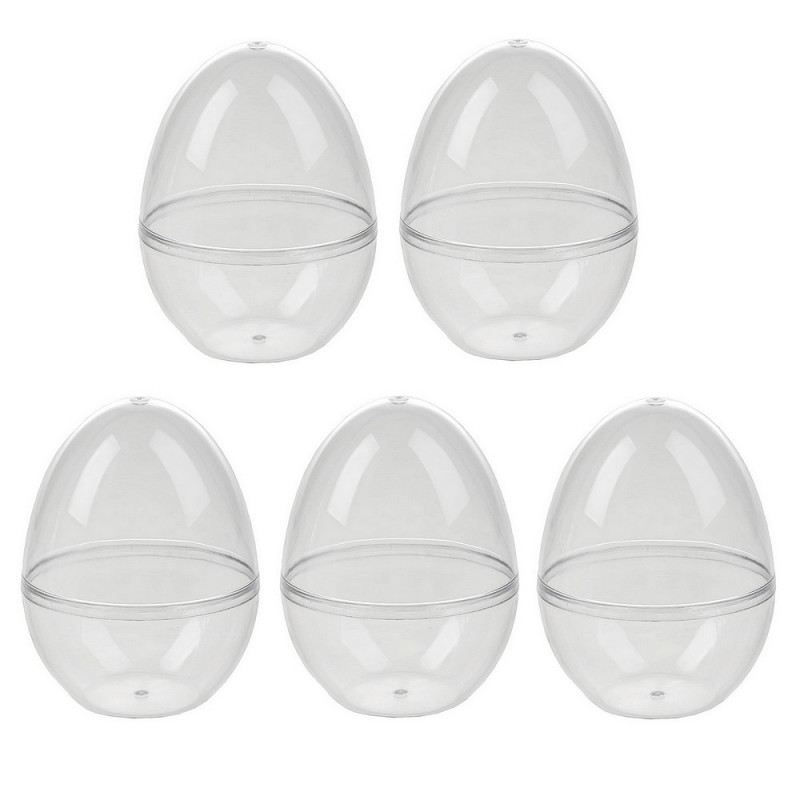Lot de 5 Oeufs en plastique transparent séparable, 12 cm, Contenant sécable au centre